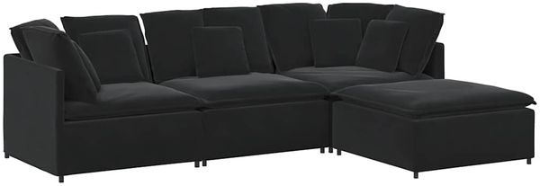 vidaXL Modulares Sofa mit Fußhocker Kissen Samt Schwarz 3321314