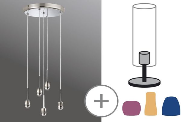 Paulmann Living 2Easy MyLED Pendel Pandellampe Rondell 5x4,8W LED Eisen gebürste3753 Bild 3