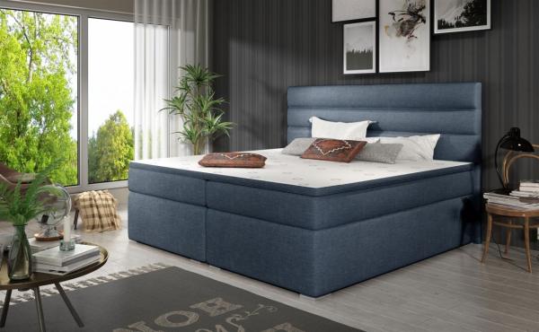 Boxspringbett Schlafzimmerbett FESTO 180x200 cm Stoff Sawana Dunkelblau