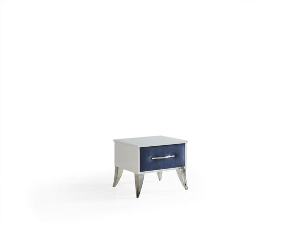 Schlafzimmer-Set "Lona" – Bett mit Bettkasten und Matratze , Nachttisch, Hocker-Blau Bild 11