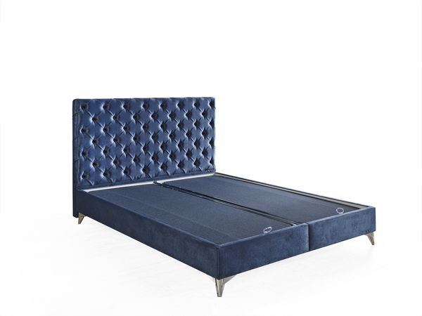Schlafzimmer-Set "Lona" – Bett mit Bettkasten und Matratze , Nachttisch, Hocker-Blau Bild 7