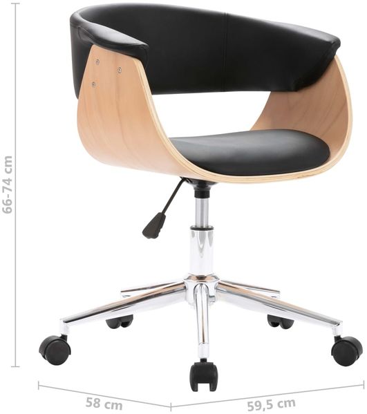 vidaXL Drehbarer Bürostuhl Schwarz Bugholz und Kunstleder [3054833] Bild 8