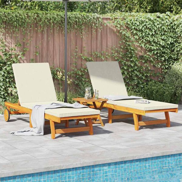 vidaXL Sonnenliege 2 pcs Braun 65 x 199 x 84 cm Massivholz Akazie 3325194