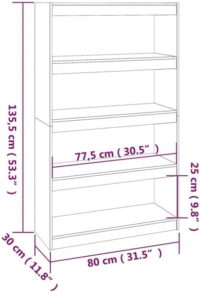 vidaXL Bücherregal/Raumteiler Honigbraun 80x30x135,5 cm Kiefernholz 808196 Bild 8