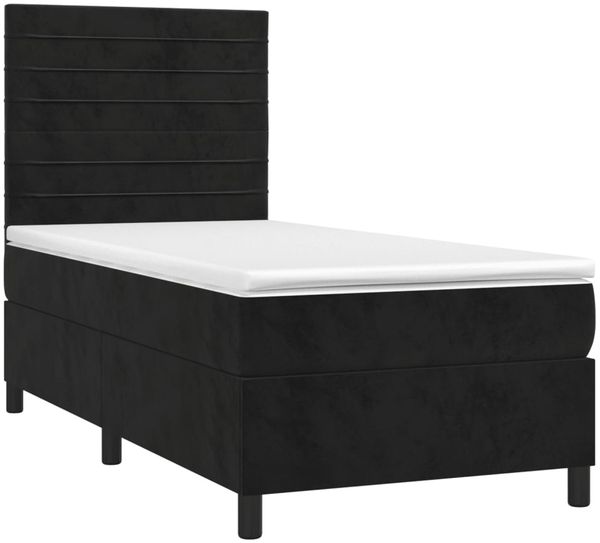vidaXL Boxspringbett mit Matratze & LED Schwarz 90x200 cm Samt 3136163 Bild 3