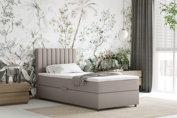 Homesy Boxspringbett EVEREST – Komfortables Einzelbett im modernen Trenddesign (Bett inkl. einem Bettkasten und Topper), Große Auswahl an Polsterfarben