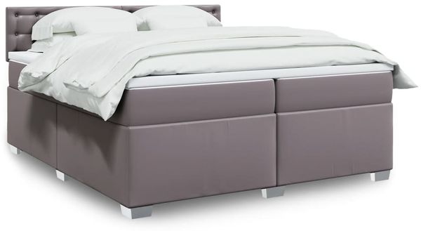 vidaXL Boxspringbett mit Matratze Grau 200x200 cm Kunstleder 3286138