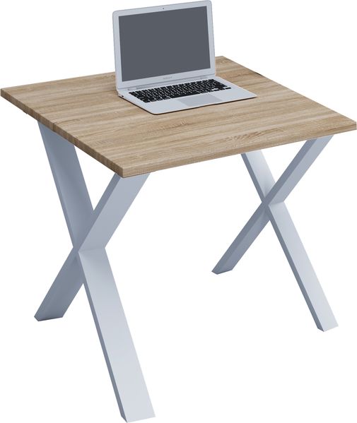 VCM Schreibtisch Lona 914632 Weiß / Sonoma-Eiche H. 76 x B. 80 x T. 50 cm