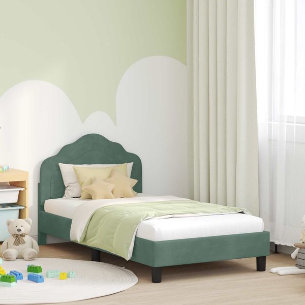 vidaXL Kinderbettgestell mit Kopfteil Meergrün 80 x 160 cm Samt 42010941