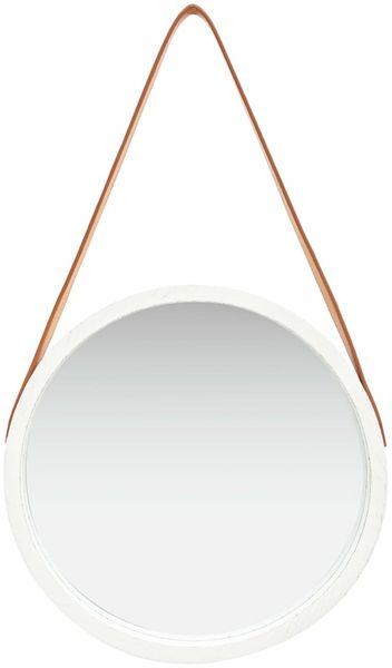 Wandspiegel, Badspiegel mit Gürtel 40 cm Weiß de6962
