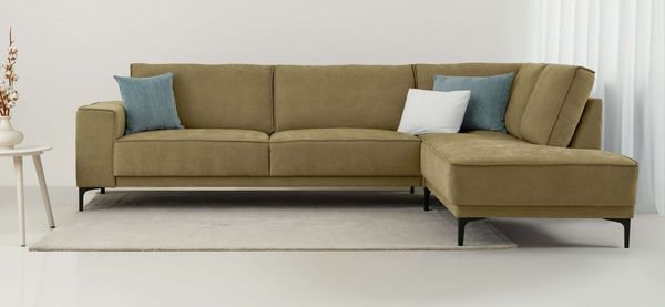 OTTO home Ecksofa OLAND L-Form, B: 289 cm, Skandi-Design, Struktur, Flachgewebe, Luxus-Microfaser, Boucle