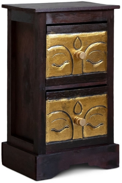 livasia Nachtschrank Buddha Nachttisch aus Bali 55cm Höhe, handgefertigt aus Akazienholz