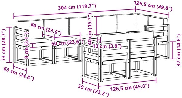 vidaXL Outdoor-Sofagarnitur mit Kissen 8 pcs Weiß und Hellgrau 3387790 Bild 8