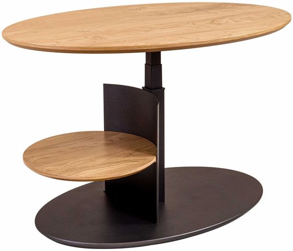 Couchtisch höhenverstellbar Corly 95x47x65 Furnier Anthrazit/Wildeiche