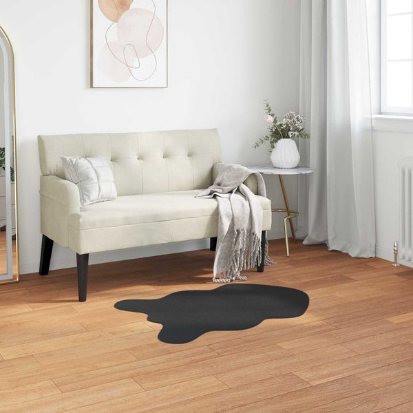 vidaXL Rutschfester Teppich aus Kunstkaninchenfell OLITE Schwarz 42021740