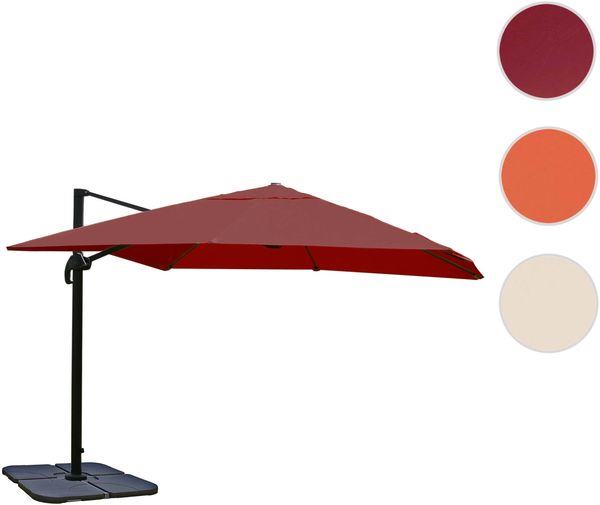 Ampelschirm HWC-A96, Gastronomie Sonnenschirm, 3x3m (Ø4,24m) Polyester/Alu 23kg ~ bordeaux mit Ständer Bild 9