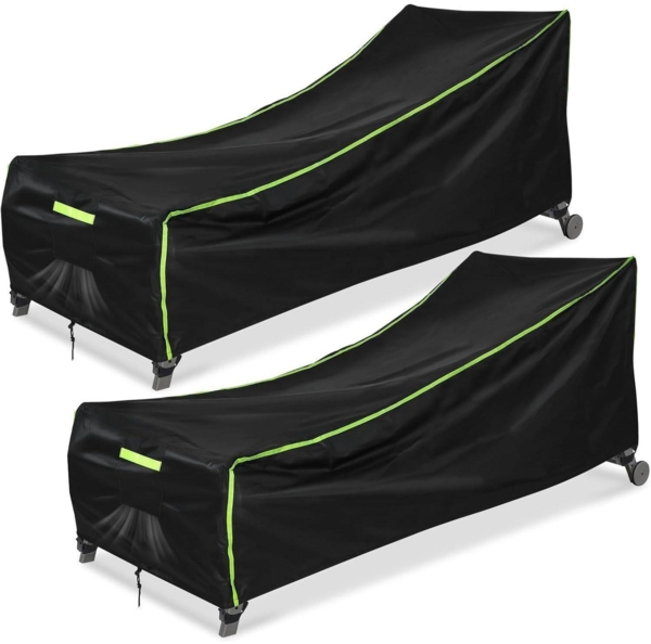 Gartenliege Abdeckung wetterfest 200x75x40/70cm, 210D Oxford Schwarz 2 Stk