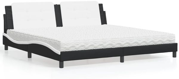 vidaXL Bett mit Matratze "Zadar" Schwarz und Weiß 200x200 cm Kunstleder 3208892