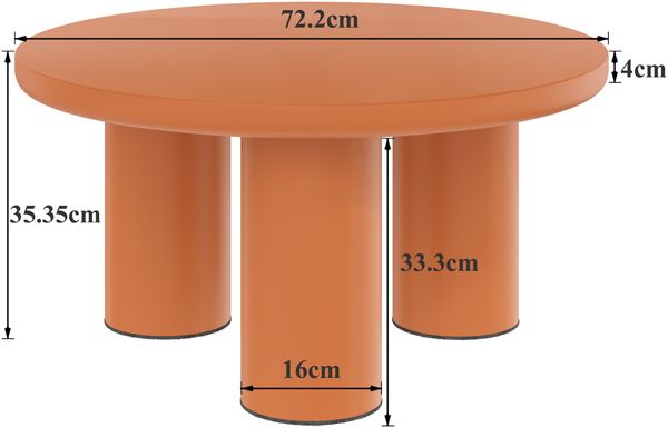 Merax Runder Couchtisch, Durchmesser 72,2 cm, Höhe 35,35 cm, lackierte MDF-Platte und PVC-Beine, Orange Bild 4