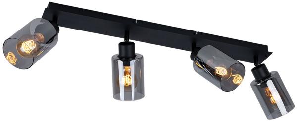 Deckenleuchte, Glas rauch, verstellbare Strahler, L 67 cm