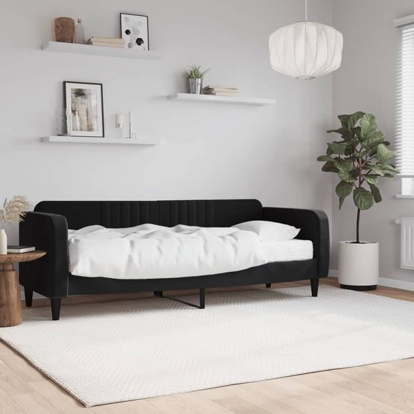 vidaXL Tagesbett mit Matratze Schwarz 80x200 cm Samt 3197036