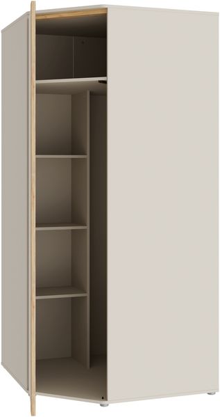 Forte WEXLIN Eckkleiderschrank 90 95, moderner Kleiderschrank mit Schranktür, Kinder- und Jugendzimmer, Kaschmir|Beige|Mauvella Eiche Holzdekor, 92,2 cm breit x 193,7 cm hoch x 92,2 cm tief Bild 5