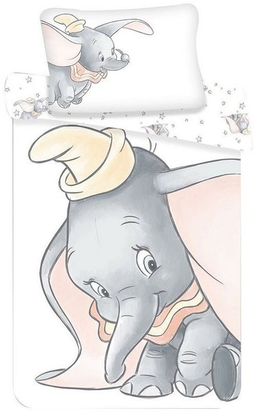 Disney Bettwäsche Set Dumbo Grey 100x135 Bettdecke + 40x60 cm Kopfkissen, 100% Baumwolle