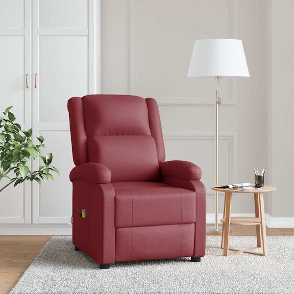 vidaXL Massagesessel Weinrot Kunstleder 340166