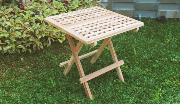 Teak Beistelltisch Natur Klapptisch Holztisch Gartentisch Balkontisch Terrassentisch Campingtisch Bistrotisch Partytisch Kaffeetisch Tisch Gartenmöbel