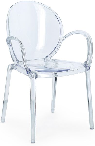 Gartenstuhl Allican 4er-Set aus Kunststoff, modern stapelbar mit Armlehne, transparent
