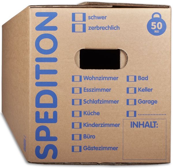 KK Verpackungen Aufbewahrungsbox (Spar-Set, 5 St, 5er-Set), Mehrweg-Umzugskisten 2-wellig Umzugskiste Speditionsqualität 50kg