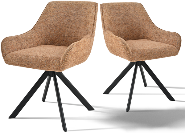 GOEURVANT 1178 Esszimmerstühle 2er-Set, 360° Drehbar, Chenille - Orange