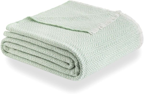 Todocama Extra weiche Baumwolldecke, Vier Jahreszeiten, Mehrzweck-Tagesdecke, Sofaüberwurf, Tagesdecke, Sofaüberwurf (180x240 cm, mintgrün), 180x240 cm