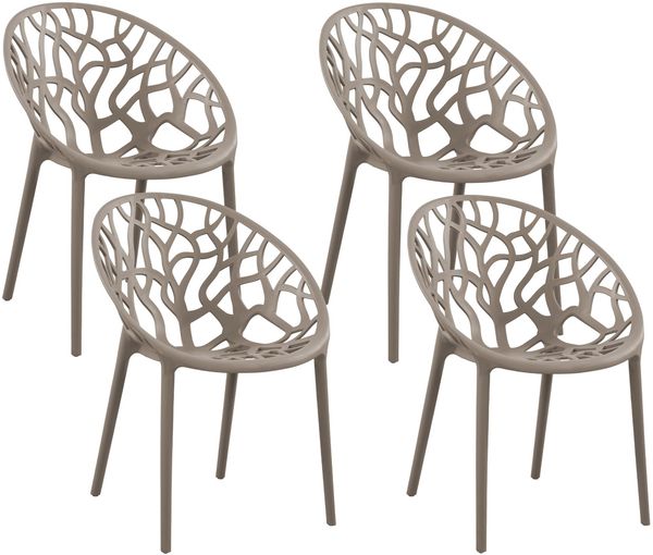 CLP 4er Set Gartenstühle Hope mit Lehne stapelbar wetterfest UV-beständig bis 150 kg,taupe