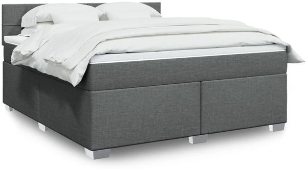 vidaXL Boxspringbett mit Matratze Dunkelgrau 180x200 cm Stoff 3285968