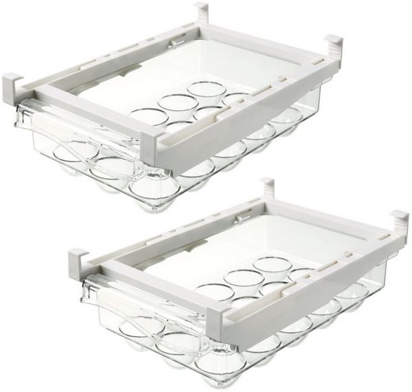 BAYLI Pizzaschneider 2er Set Eierbehälter für Kühlschrank ohne Deckel, Universal Kühlschra