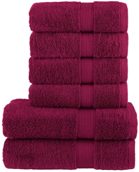 vidaXL 6 tlg. Premium-Handtuch-Set SOLUND Bordeaux 600 g/m² 137556