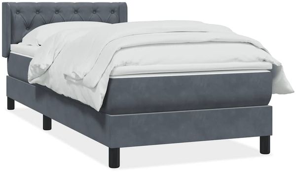 vidaXL Boxspringbett mit Matratze Dunkelgrau 80x220 cm Samt 3318388