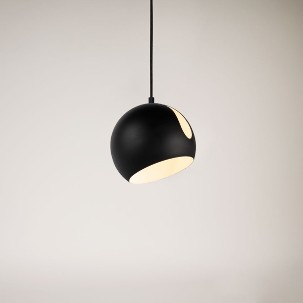 s.luce Ball Metall Pendelleuchte mit drehbarem tauschbaren Schirm Schwarz Ø 20cm