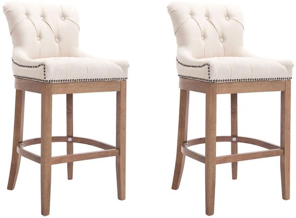 CLP 2er Set Barhocker Lakewood Stoff gepolstert,creme antik-hell