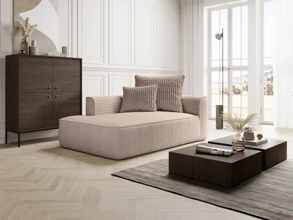 Vente-unique - PINETA Chaise longue Samt Schokoladenbraun - B 115 cm x H 67 cm x L 180 cm