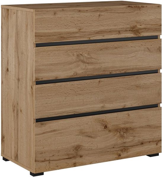 INOSIGN Schubkastenkommode Cross, moderne grifflose Kommode, 80x40x85cm (BxTxH), Schubladenschrank, Sideboard mit 4 Schubkasten