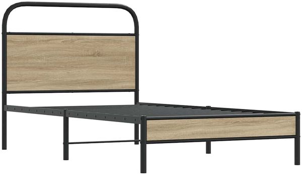 vidaXL Bettgestell ohne Matratze 100x200 cm Räuchereiche Holzwerkstoff 4100351 Bild 3
