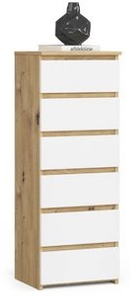 Home Collective Kommode 40 cm breit Holz Highboard Sideboard für Flur Schlafzimmer Wohnzimmer (Mehrzweckschrank Schrank schmal Kommode Schlafzimmer mit Schubladen), Kinderzimmer Organizer 109 cm hoch mit 6 Schubladen Artisan Eiche-weiß Bild 6