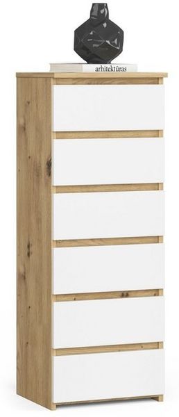 Home Collective Kommode 40 cm breit Holz Highboard Sideboard für Flur Schlafzimmer Wohnzimmer (Mehrzweckschrank Schrank schmal Kommode Schlafzimmer mit Schubladen), Kinderzimmer Organizer 109 cm hoch mit 6 Schubladen Artisan Eiche-weiß Bild 4