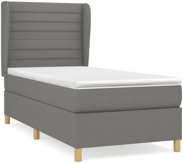 Boxspringbett mit Matratze Stoff Dunkelgrau 80x200 cm, Härtegrad: H2 [3128558]