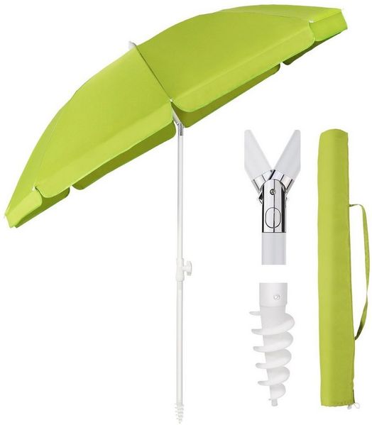 Sekey 160 cm Sonnenschirm Balkon mit Bodenhülse & Schutzhülle, Neigungs und Höhenverstellung, Sonnenschirm Strand für Balkon, Garten & Terrasse, Runder Sonnenschutz UPF 50+