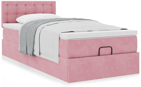 vidaXL Ottoman-Bett mit Matratze Rosa 80x200 cm Samt 3311884 Bild 4