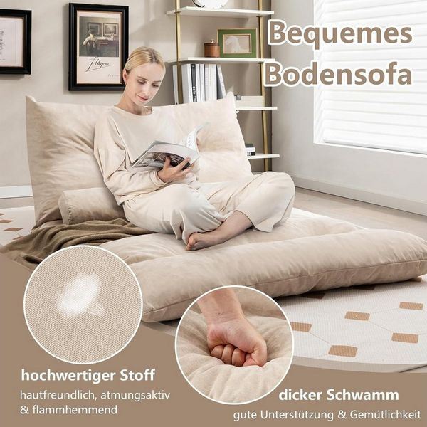 COSTWAY Schlafsofa, bettfunktion,verstellbare Rückenlehne,klappbar,Kissen