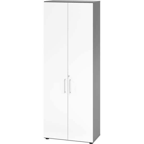 Schrank 6OH BxTxH 80 x 42 x 215,6 cm Griff BS Graphit/Weiß